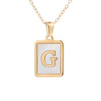 Simple Style Letter Square Titanium Steel Plating Inlay Shell Pendant Necklace 1 Piece sku image 11