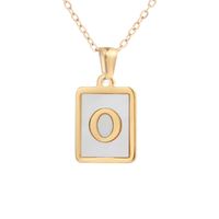 Simple Style Letter Square Titanium Steel Plating Inlay Shell Pendant Necklace 1 Piece sku image 17