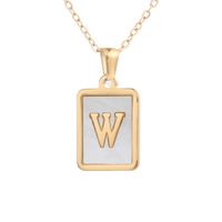 Simple Style Letter Square Titanium Steel Plating Inlay Shell Pendant Necklace 1 Piece sku image 23