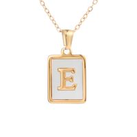 Simple Style Letter Square Titanium Steel Plating Inlay Shell Pendant Necklace 1 Piece sku image 10