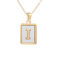 Simple Style Letter Square Titanium Steel Plating Inlay Shell Pendant Necklace 1 Piece sku image 13