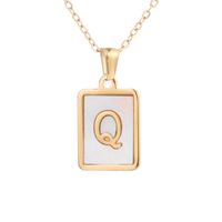 Simple Style Letter Square Titanium Steel Plating Inlay Shell Pendant Necklace 1 Piece sku image 19