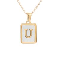 Simple Style Letter Square Titanium Steel Plating Inlay Shell Pendant Necklace 1 Piece sku image 21
