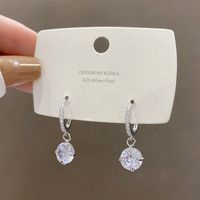Fashion Round Copper Plating Inlay Zircon Drop Earrings 1 Pair sku image 1