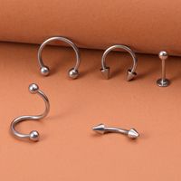 Fashion Solid Color Stainless Steel Polishing Lip Stud 5 Pieces main image 6
