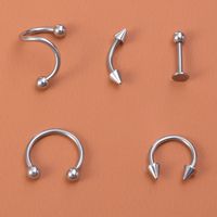 Fashion Solid Color Stainless Steel Polishing Lip Stud 5 Pieces sku image 1