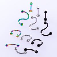 Fashion Solid Color Stainless Steel Plating Lip Stud 1 Set main image 3