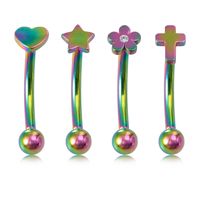 Simple Style Heart Shape Flower Stainless Steel Plating Inlay Artificial Gemstones Eyebrow Nails 1 Piece main image 5