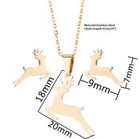 1 Set Fashion Deer Titanium Steel Earrings Necklace main image 5