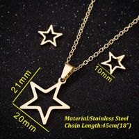 Fashion Pentagram Stainless Steel Plating Earrings Necklace main image 5