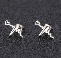 Fashion Electrocardiogram Stainless Steel Ear Studs 1 Pair main image 4
