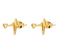 Fashion Electrocardiogram Stainless Steel Ear Studs 1 Pair sku image 3
