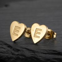 1 Pair Fashion Letter Heart Shape Titanium Steel Plating Ear Studs sku image 31