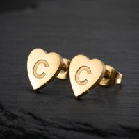 1 Pair Fashion Letter Heart Shape Titanium Steel Plating Ear Studs sku image 29