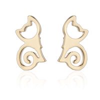 Fashion Cat Stainless Steel Plating Earrings Necklace 1 Set main image 3