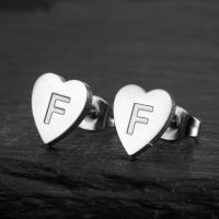 1 Pair Fashion Letter Heart Shape Titanium Steel Plating Ear Studs sku image 6