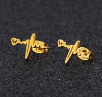 Fashion Electrocardiogram Stainless Steel Ear Studs 1 Pair main image 1