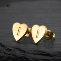 1 Pair Fashion Letter Heart Shape Titanium Steel Plating Ear Studs sku image 35