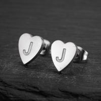 1 Pair Fashion Letter Heart Shape Titanium Steel Plating Ear Studs sku image 10