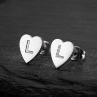 1 Pair Fashion Letter Heart Shape Titanium Steel Plating Ear Studs sku image 12