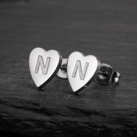 1 Pair Fashion Letter Heart Shape Titanium Steel Plating Ear Studs sku image 14