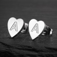 1 Pair Fashion Letter Heart Shape Titanium Steel Plating Ear Studs sku image 1