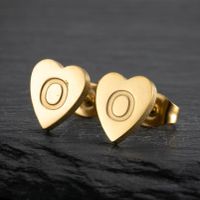 1 Pair Fashion Letter Heart Shape Titanium Steel Plating Ear Studs sku image 41