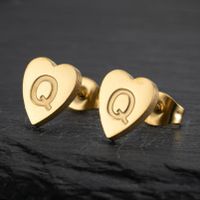 1 Pair Fashion Letter Heart Shape Titanium Steel Plating Ear Studs sku image 43