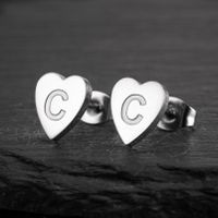 1 Pair Fashion Letter Heart Shape Titanium Steel Plating Ear Studs sku image 3