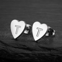 1 Pair Fashion Letter Heart Shape Titanium Steel Plating Ear Studs sku image 20
