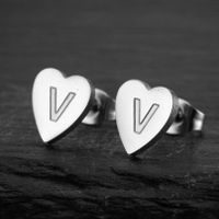 1 Pair Fashion Letter Heart Shape Titanium Steel Plating Ear Studs sku image 22