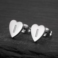 1 Pair Fashion Letter Heart Shape Titanium Steel Plating Ear Studs sku image 9