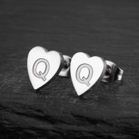1 Pair Fashion Letter Heart Shape Titanium Steel Plating Ear Studs sku image 17