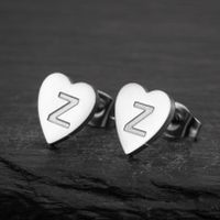 1 Pair Fashion Letter Heart Shape Titanium Steel Plating Ear Studs main image 5