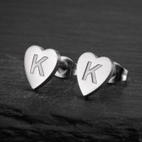 1 Pair Fashion Letter Heart Shape Titanium Steel Plating Ear Studs sku image 11