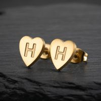 1 Pair Fashion Letter Heart Shape Titanium Steel Plating Ear Studs sku image 34