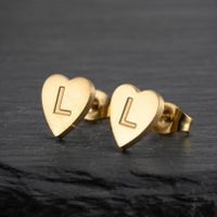 1 Pair Fashion Letter Heart Shape Titanium Steel Plating Ear Studs sku image 38
