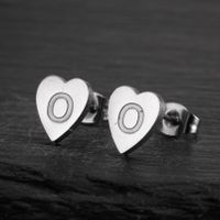 1 Pair Fashion Letter Heart Shape Titanium Steel Plating Ear Studs sku image 15