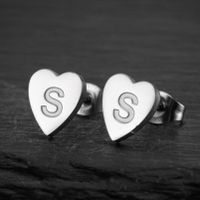 1 Pair Fashion Letter Heart Shape Titanium Steel Plating Ear Studs sku image 19