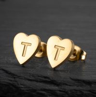 1 Pair Fashion Letter Heart Shape Titanium Steel Plating Ear Studs sku image 46