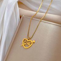 Fashion Letter Heart Shape Titanium Steel Pendant Necklace 1 Piece sku image 1