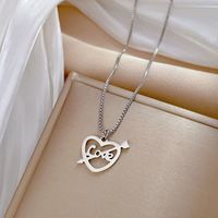 Fashion Letter Heart Shape Titanium Steel Pendant Necklace 1 Piece sku image 2