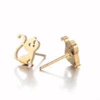 Simple Style Penguin Cat Octopus Stainless Steel Plating Hollow Out Ear Studs 1 Pair main image 5