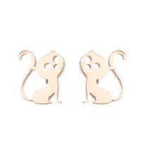 Simple Style Penguin Cat Octopus Stainless Steel Plating Hollow Out Ear Studs 1 Pair sku image 14