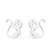 Simple Style Penguin Cat Octopus Stainless Steel Plating Hollow Out Ear Studs 1 Pair sku image 2