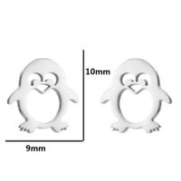 Simple Style Penguin Cat Octopus Stainless Steel Plating Hollow Out Ear Studs 1 Pair sku image 3