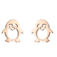 Simple Style Penguin Cat Octopus Stainless Steel Plating Hollow Out Ear Studs 1 Pair sku image 17