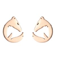 Simple Style Penguin Cat Octopus Stainless Steel Plating Hollow Out Ear Studs 1 Pair sku image 20