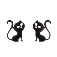 Simple Style Penguin Cat Octopus Stainless Steel Plating Hollow Out Ear Studs 1 Pair sku image 15