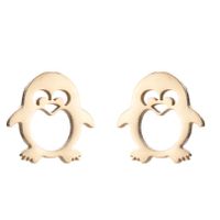 Simple Style Penguin Cat Octopus Stainless Steel Plating Hollow Out Ear Studs 1 Pair sku image 16